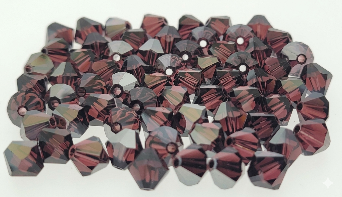 5301/5328 - 6mm Swarovski Bicone Crystal Bead - Burgundy Satin 5301/5328 - 6mm Swarovski Bicone Crystal Bead - Burgundy Satin