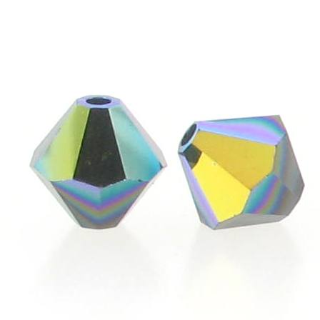 5301/5328 - 5mm Swarovski Bicone Crystal Bead - Jet AB 5301/5328 - 5mm Swarovski Bicone Crystal Bead - Jet AB