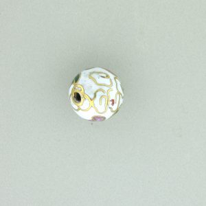 6016C - 16mm Round Cloisonne Bead - White 6016C - 16mm Round Cloisonne Bead - White