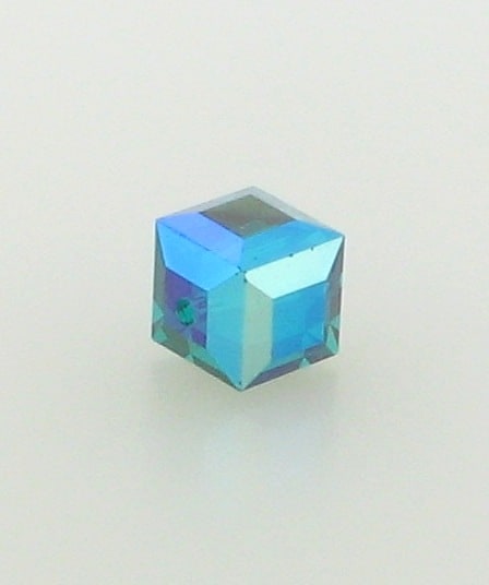 5601 - 6mm Swarovski Cube Crystal - Emerald AB 5601 - 6mm Swarovski Cube Crystal - Emerald AB