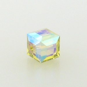 5601 - 6mm Swarovski Cube Crystal - Lime AB 5601 - 6mm Swarovski Cube Crystal - Lime AB