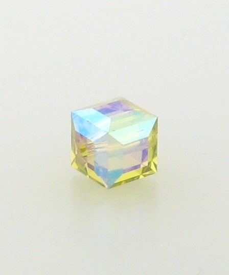 5601 - 8mm Swarovski Cube Crystal - Lime AB 5601 - 8mm Swarovski Cube Crystal - Lime AB