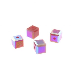 5601 - 4mm Swarovski Cube Crystal - Dark Red Coral AB 5601 - 4mm Swarovski Cube Crystal - Dark Red Coral AB