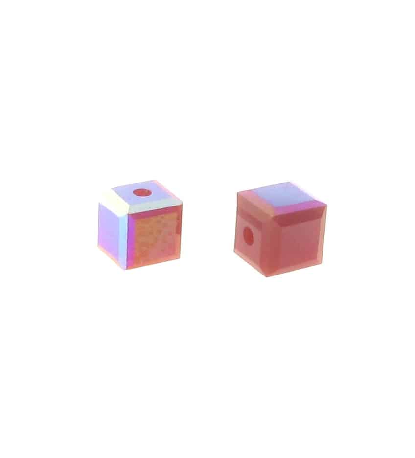 5601 - 4mm Swarovski Cube Crystal - Dark Red Coral AB 5601 - 4mm Swarovski Cube Crystal - Dark Red Coral AB