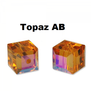 5601 - 10mm Swarovski Cube Crystal - Topaz AB 5601 - 10mm Swarovski Cube Crystal - Topaz AB