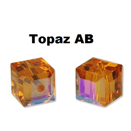 5601 - 10mm Swarovski Cube Crystal - Topaz AB 5601 - 10mm Swarovski Cube Crystal - Topaz AB
