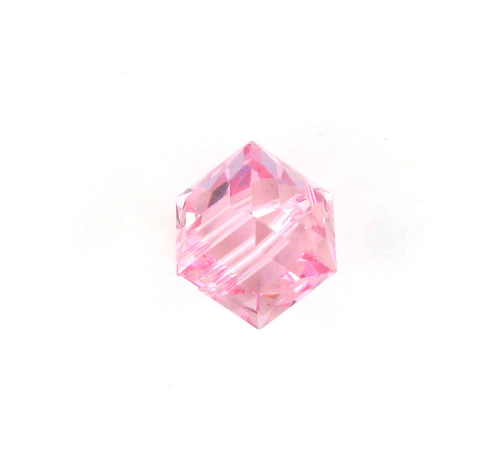 5601 - 6mm Swarovski Cube Crystal - Light Rose 5601 - 6mm Swarovski Cube Crystal - Light Rose