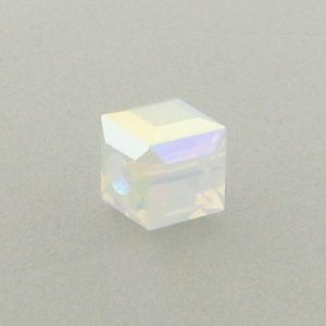 5601 - 4mm Swarovski Cube Crystal - White Opal AB 5601 - 4mm Swarovski Cube Crystal - White Opal AB