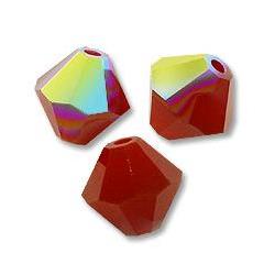 5301/5328 - 8mm Swarovski Bicone Crystal Bead - Dark Red Coral AB 5301/5328 - 8mm Swarovski Bicone Crystal Bead - Dark Red Coral AB