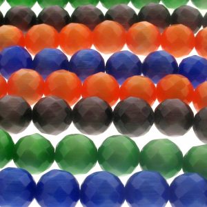 4mm faceted cat's eye beads