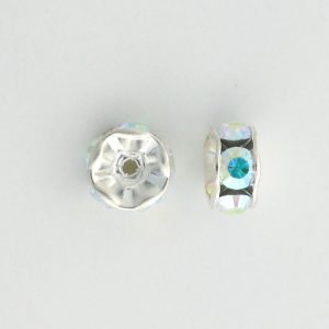 3610S - 10mm Swarovski Rhinestone Silver Plated Rondelle - Crystal AB 3610S - 10mm Swarovski Rhinestone Silver Plated Rondelle - Crystal AB