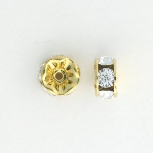 3606 - 6mm Rhinestone Gold Plated Rondelle - Crystal 3606 - 6mm Rhinestone Gold Plated Rondelle - Crystal