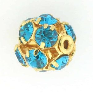 # 3710 - 10mm Swarovski Gold Plated Rhinestone Ball - Blue Zircon # 3710 - 10mm Swarovski Gold Plated Rhinestone Ball - Blue Zircon