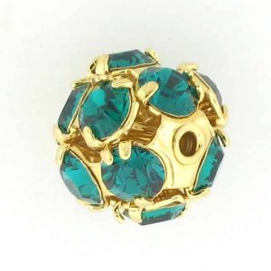 # 3710 - 10mm Swarovski Gold Plated Rhinestone Ball - Emerald # 3710 - 10mm Swarovski Gold Plated Rhinestone Ball - Emerald