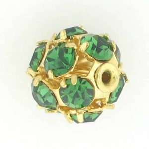 # 3710 - 10mm Swarovski Gold Plated Rhinestone Ball - Green Turmaline # 3710 - 10mm Swarovski Gold Plated Rhinestone Ball - Green Turmaline