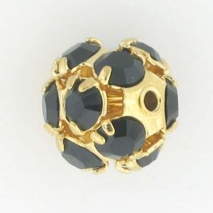 # 3710 - 10mm Swarovski Gold Plated Rhinestone Ball - Jet # 3710 - 10mm Swarovski Gold Plated Rhinestone Ball - Jet