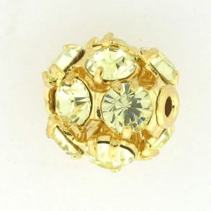 # 3710 - 10mm Swarovski Gold Plated Rhinestone Ball - Jonquil # 3710 - 10mm Swarovski Gold Plated Rhinestone Ball - Jonquil