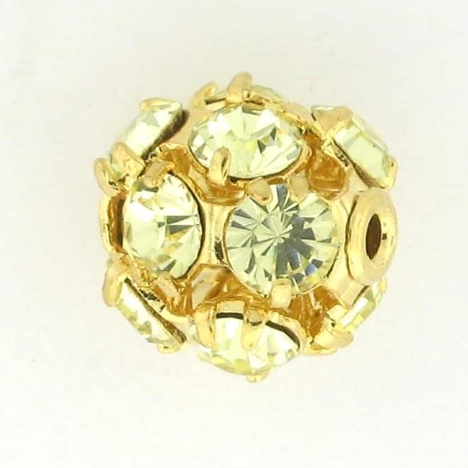 # 3710 - 10mm Swarovski Gold Plated Rhinestone Ball - Jonquil # 3710 - 10mm Swarovski Gold Plated Rhinestone Ball - Jonquil