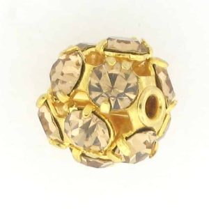 # 3710 - 10mm Swarovski Gold Plated Rhinestone Ball - Light Col Topaz # 3710 - 10mm Swarovski Gold Plated Rhinestone Ball - Light Col Topaz