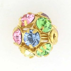 # 3710 - 10mm Swarovski Gold Plated Rhinestone Ball - Light Multi # 3710 - 10mm Swarovski Gold Plated Rhinestone Ball - Light Multi