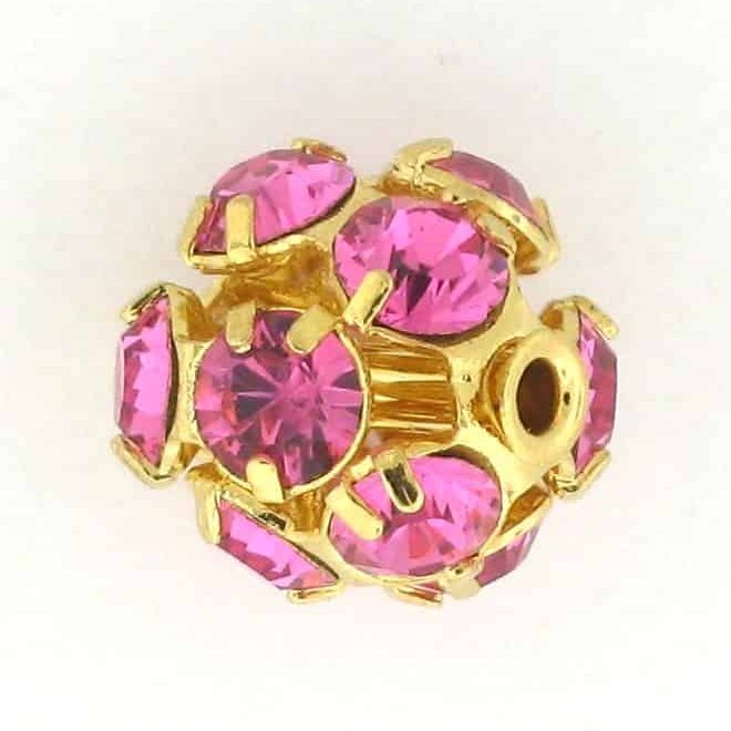 # 3710 - 10mm Swarovski Gold Plated Rhinestone Ball - Rose # 3710 - 10mm Swarovski Gold Plated Rhinestone Ball - Rose