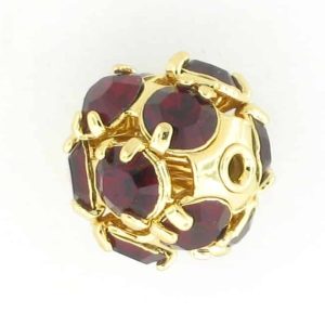 # 3710 - 10mm Swarovski Gold Plated Rhinestone Ball - Siam # 3710 - 10mm Swarovski Gold Plated Rhinestone Ball - Siam