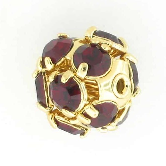 # 3710 - 10mm Swarovski Gold Plated Rhinestone Ball - Siam # 3710 - 10mm Swarovski Gold Plated Rhinestone Ball - Siam
