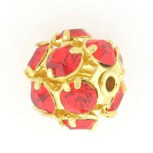 # 3710 - 10mm Swarovski Gold Plated Rhinestone Ball - Light Siam # 3710 - 10mm Swarovski Gold Plated Rhinestone Ball - Light Siam