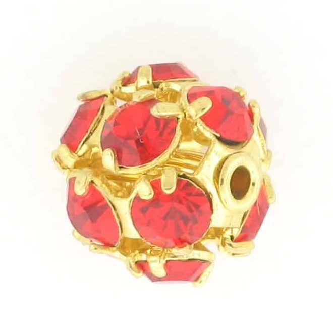 # 3710 - 10mm Swarovski Gold Plated Rhinestone Ball - Light Siam # 3710 - 10mm Swarovski Gold Plated Rhinestone Ball - Light Siam