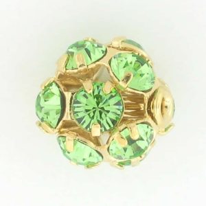 # 3710 - 10mm Swarovski Gold Plated Rhinestone Ball - Peridot # 3710 - 10mm Swarovski Gold Plated Rhinestone Ball - Peridot
