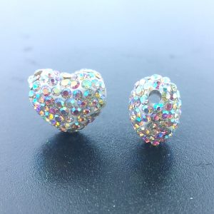 4221 - 12x14mm Shamballa Side Hole Heart - Crystal 4221 - 12x14mm Shamballa Side Hole Heart - Crystal