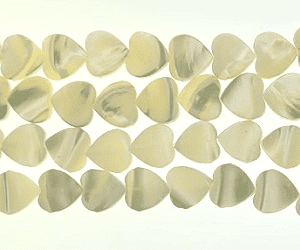 9253-10mm White Mother Of Pearl Stone Bead in Heart Shape - 16" Strand