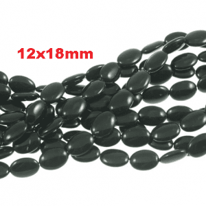 9263 - 12x18mm Black Obsidian Flat Oval Gemstone Bead - 16" Strand 9263 - 12x18mm Black Obsidian Flat Oval Gemstone Bead - 16" Strand