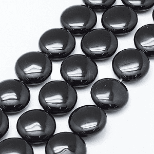 9260 - 12mm Black Onyx Round Flat Bead - 16" Strand 9260 - 12mm Black Onyx Round Flat Bead - 16" Strand