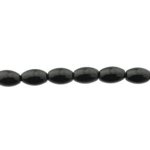 9257 - 4x7mm Black Onyx Oval Rice Bead - 16" Strand