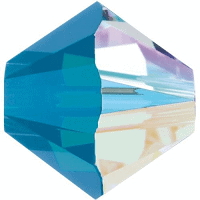 5301/5328 - 8mm Swarovski Bicone Crystal Bead - Caribbean Blue Opal AB 5301/5328 - 8mm Swarovski Bicone Crystal Bead - Caribbean Blue Opal AB