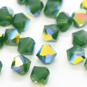 5301/5328 - 6mm Swarovski Bicone Crystal Bead - Palace Green Opal AB 5301/5328 - 6mm Swarovski Bicone Crystal Bead - Palace Green Opal AB