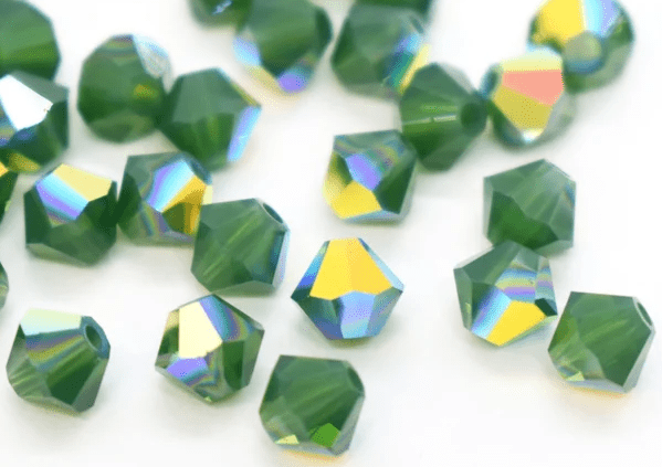 5301/5328 - 6mm Swarovski Bicone Crystal Bead - Palace Green Opal AB 5301/5328 - 6mm Swarovski Bicone Crystal Bead - Palace Green Opal AB