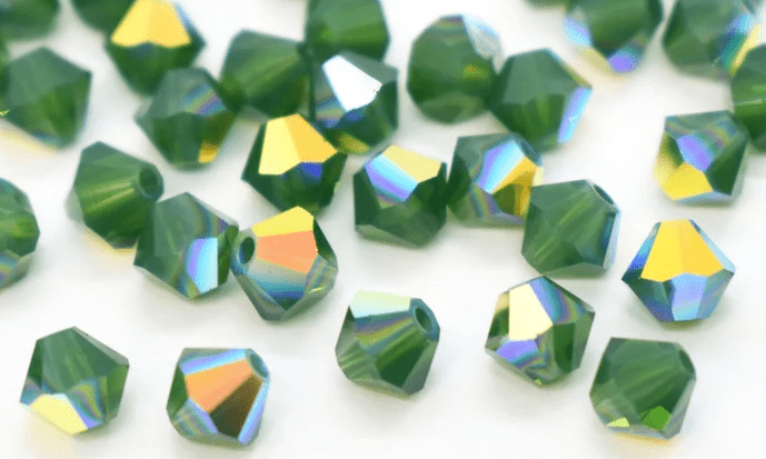 5301/5328 - 6mm Swarovski Bicone Crystal Bead - Palace Green Opal AB 5301/5328 - 6mm Swarovski Bicone Crystal Bead - Palace Green Opal AB