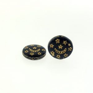 #9016 - 12mm Star & Moon Flat Acrylic Glass Bead - Black #9016 - 12mm Star & Moon Flat Acrylic Glass Bead - Black