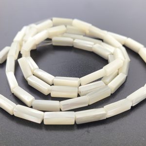9278 - 4x13mm Mother Of Pearl (White) Rectangle Bead - 16" Strand 9278 - 4x13mm Mother Of Pearl (White) Rectangle Bead - 16" Strand