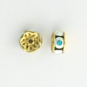 3606 - 6mm Gold Plated Rhinestone Rondelle - Crystal AB 3606 - 6mm Gold Plated Rhinestone Rondelle - Crystal AB