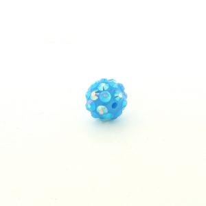 #4217 - 10mm Plastic Shamballa Round Bead - Blue Zircon #4217 - 10mm Plastic Shamballa Round Bead - Blue Zircon