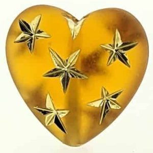 9555 - 14mm Gold Star Beads (Heart) - Topaz 9555 - 14mm Gold Star Beads (Heart) - Topaz