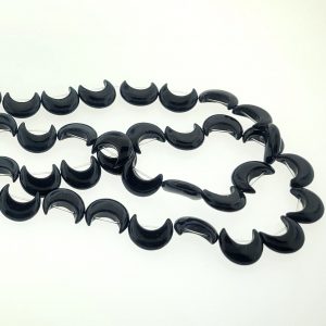 9296 - 12x10mm Black Onyx Half Moon Shape Bead - 16" Strand