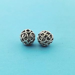 #15822 - 9mm Bali Silver Round Design Bead #15822 - 9mm Bali Silver Round Design Bead