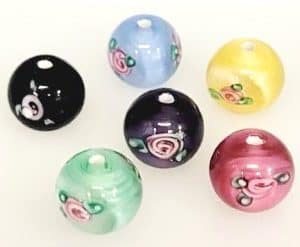 Round Floral Beads 8mm - 6408F