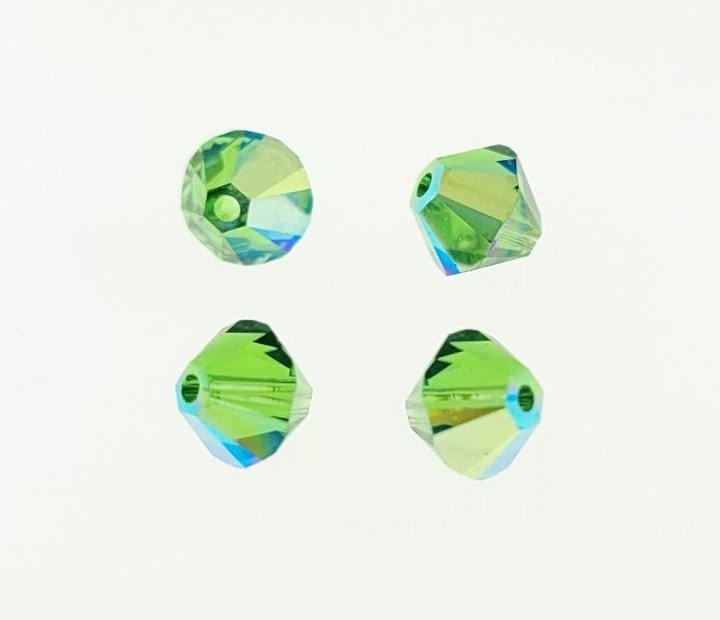 5301/5328 - 4mm Swarovski Bicone Bead - Fern Green AB 5301/5328 - 4mm Swarovski Bicone Bead - Fern Green AB