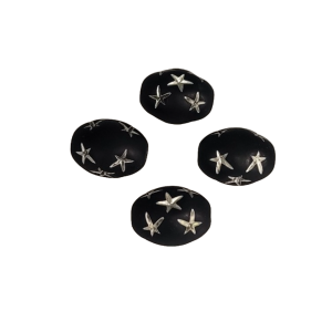 9021 - 13x10mm Silver Star Beads (Oval) - Black
