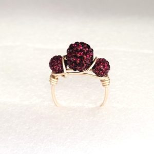 12146 - 14/20-Gold Filled Ring With Shamballa Bead - Siam 12146 - 14/20-Gold Filled Ring With Shamballa Bead - Siam